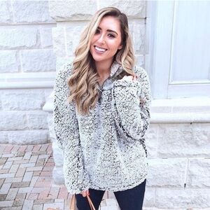 🌞 Boxercraft 1/4 zip pullover Sherpa Jacket looks like Snow in North Florida M